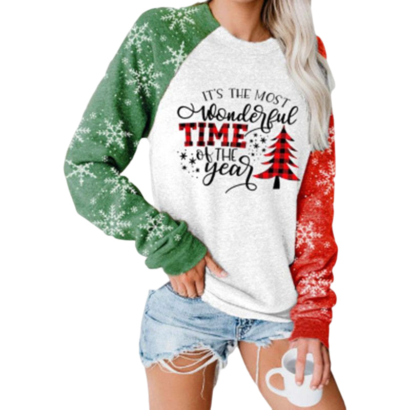 Women Christmas Print Long Sleeve Sweatershirt