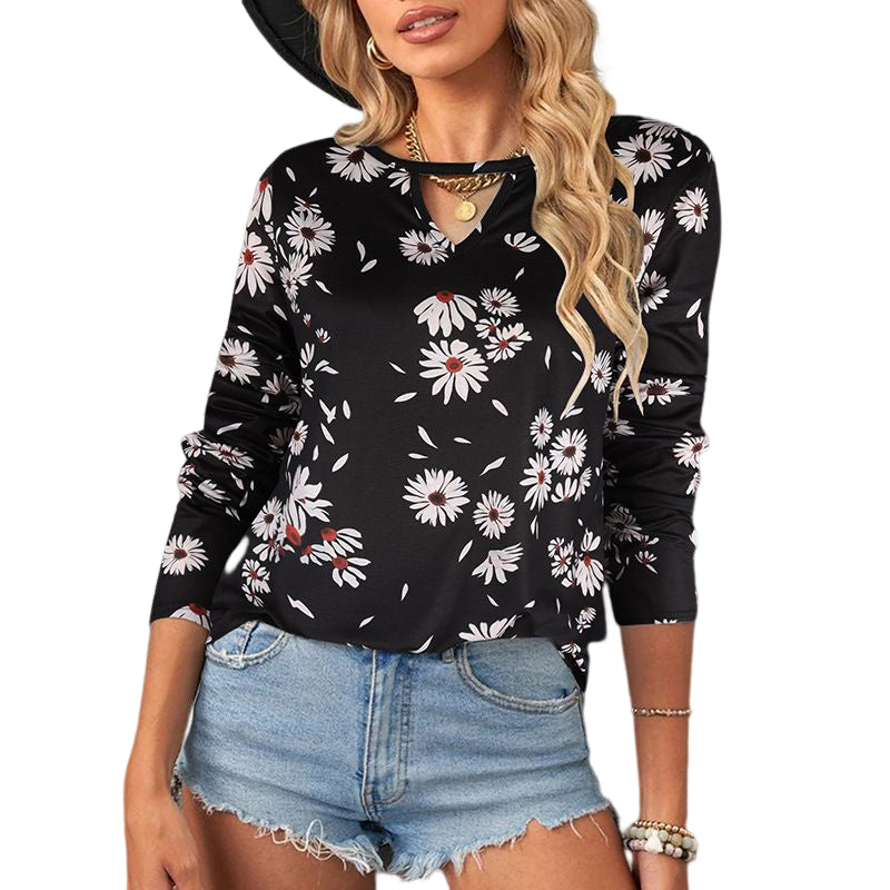 Long Sleeve Printed Crewneck T-Shirt