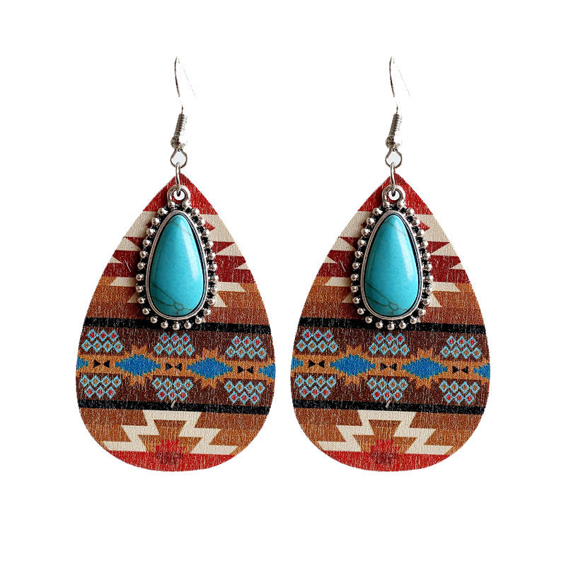 Bohemian Aztec Pattern Turquoise Earrings