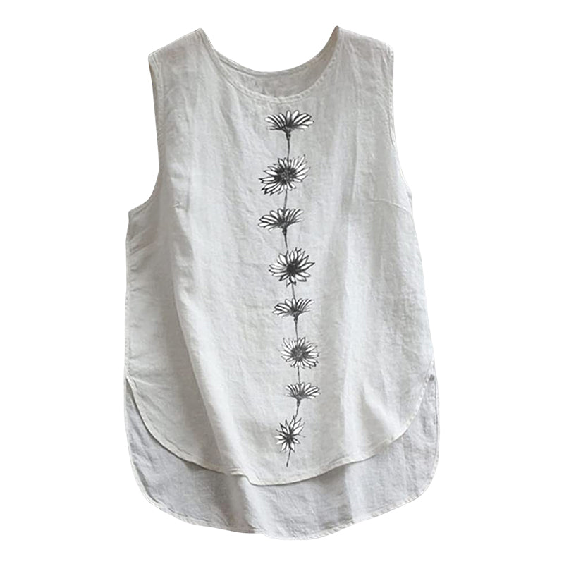 Daisy Sleeveless Cotton and Linen Tank Top
