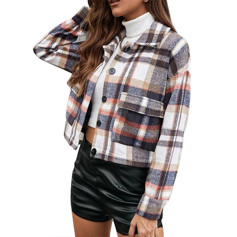 Vintage Plaid Lapel Jacket