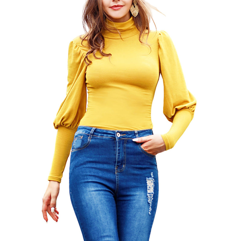 Women's Long Sleeve Slim Fit Turtleneck Basic T-Shirts