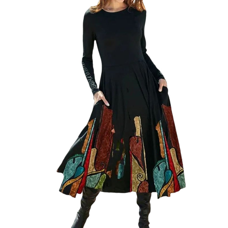 Long Sleeve Printed Dress