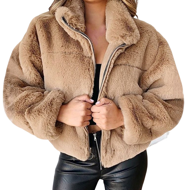 Rabbit Fur Faux Fur Plush Jacket