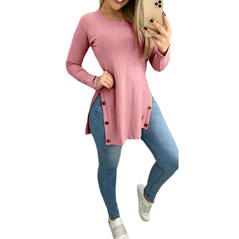 Long Sleeve Crewneck Pullover Tops