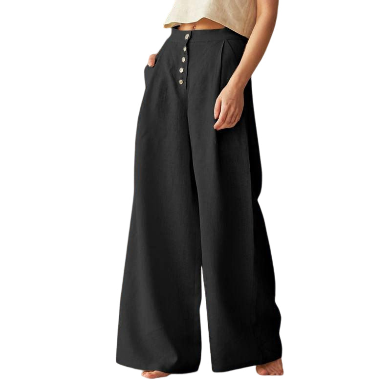 Button Cotton and Linen Trousers