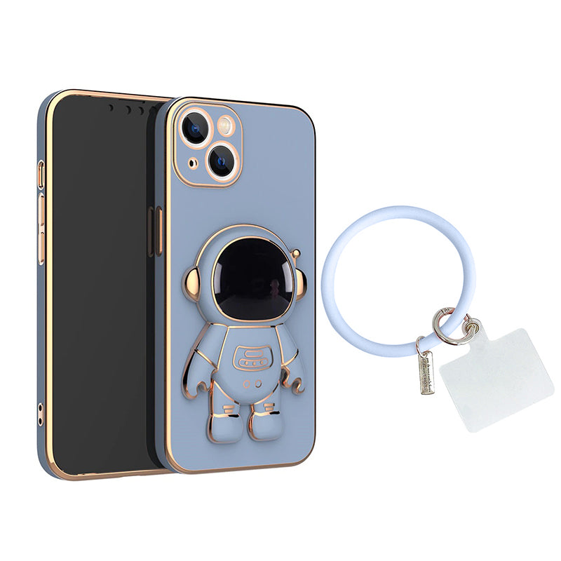 6D Plating Astronaut Stand Phone Case With Pendant