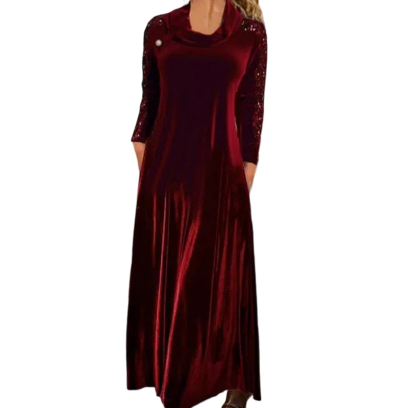 Long Sleeve Velvet Maxi Dress with Sequins