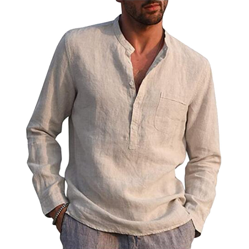 V-neck Linen Shirt
