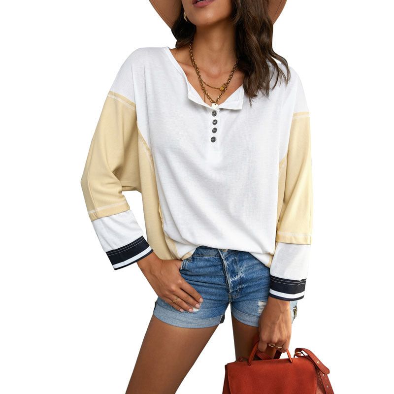 Colour Block Button Sweatshirt