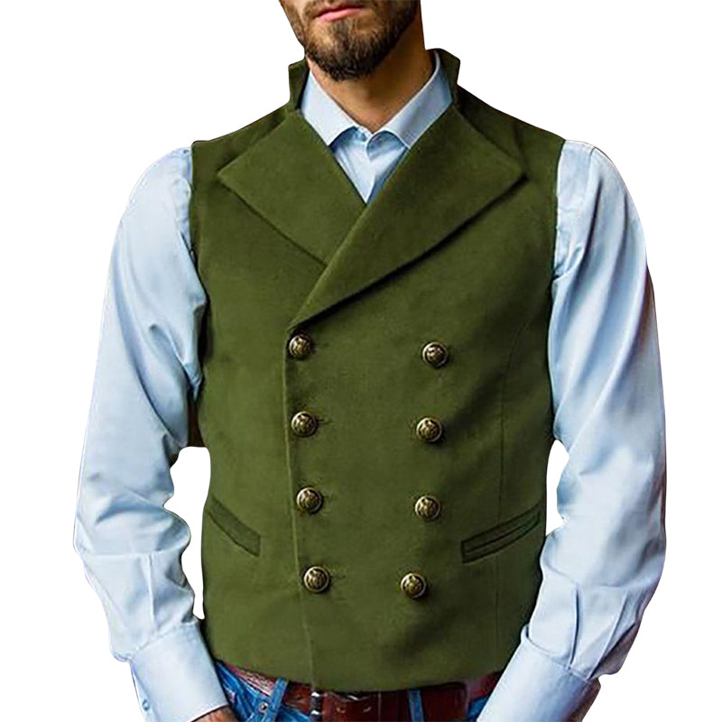 Solid Double Breasted Vest
