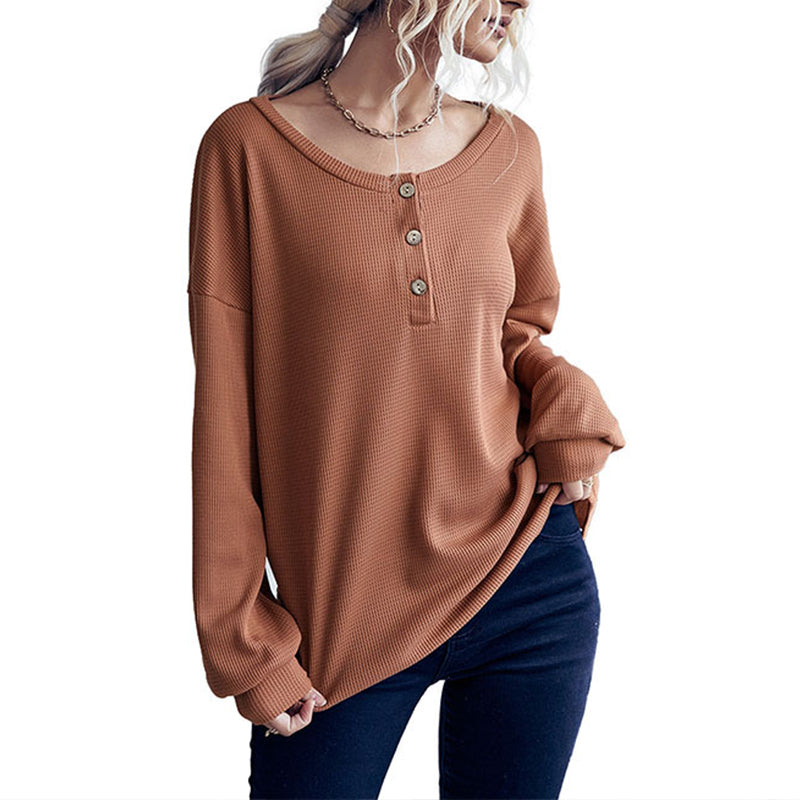 Waffle Solid Knit Sweater