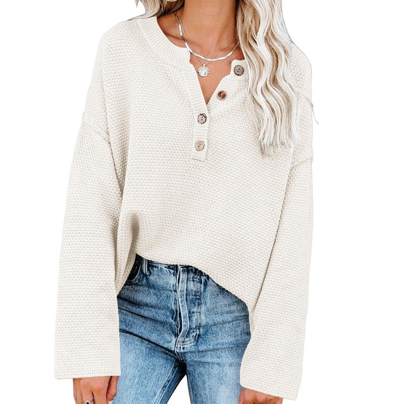 Button Solid Sweater
