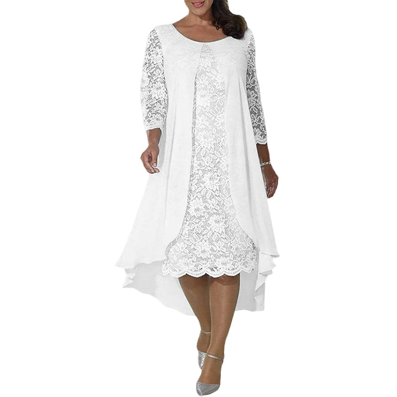 Lace Panel Long Sleeve Dress