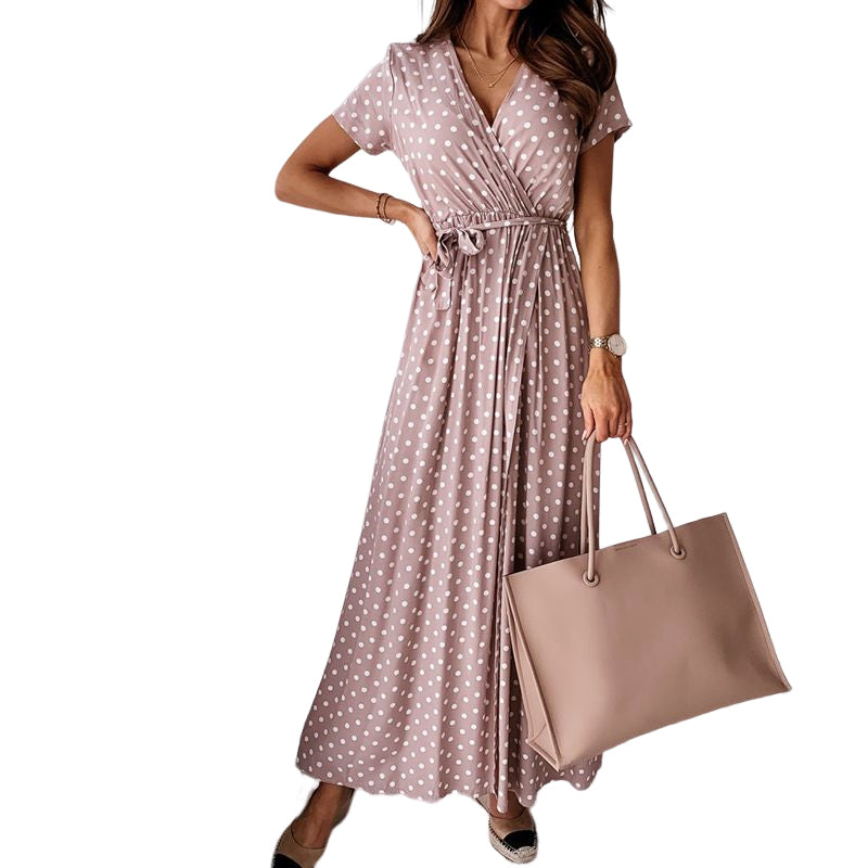 V-neck Polka Dot Print Dress