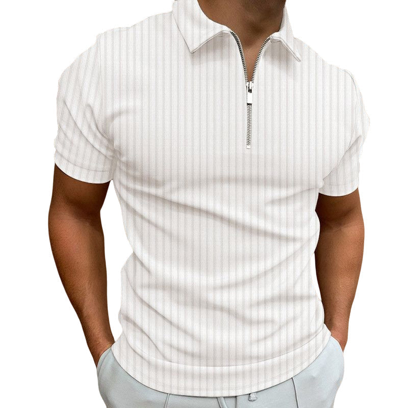 Striped Zip Polo Shirt