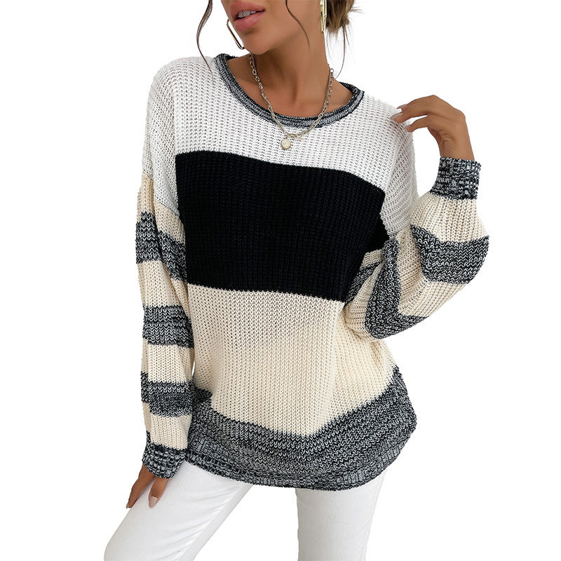Crew Neck Contrast Sweater