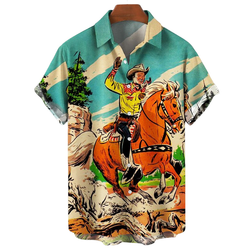 Men's Retro Print Shirt