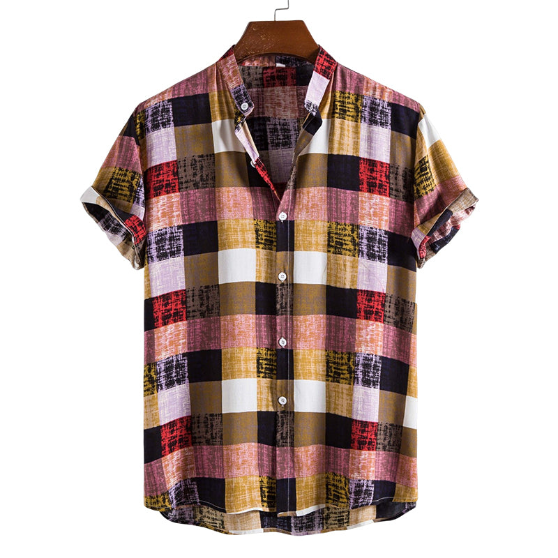 Multicolored Plaid Short Sleeve Shirt