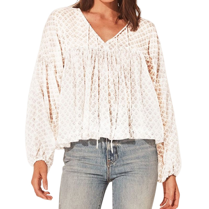 Lantern Long Sleeve Floral Chiffon Shirt