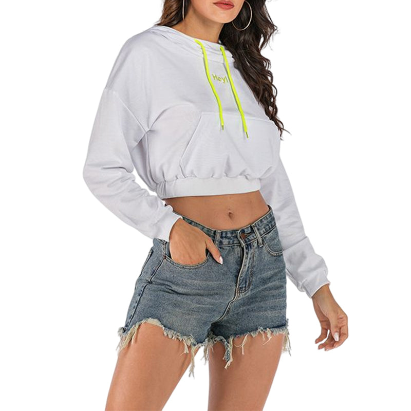 Women's autumn hooded cropped sweatshirt