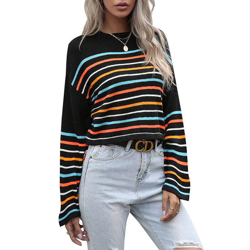 Multicolored Striped Knit Sweater