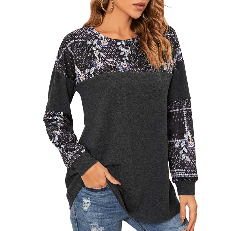 Printed Panel Long Sleeve T-Shirt