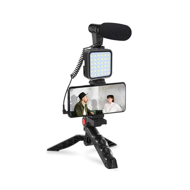 Professional video Microphone kit with Tripod Stand and LED Light