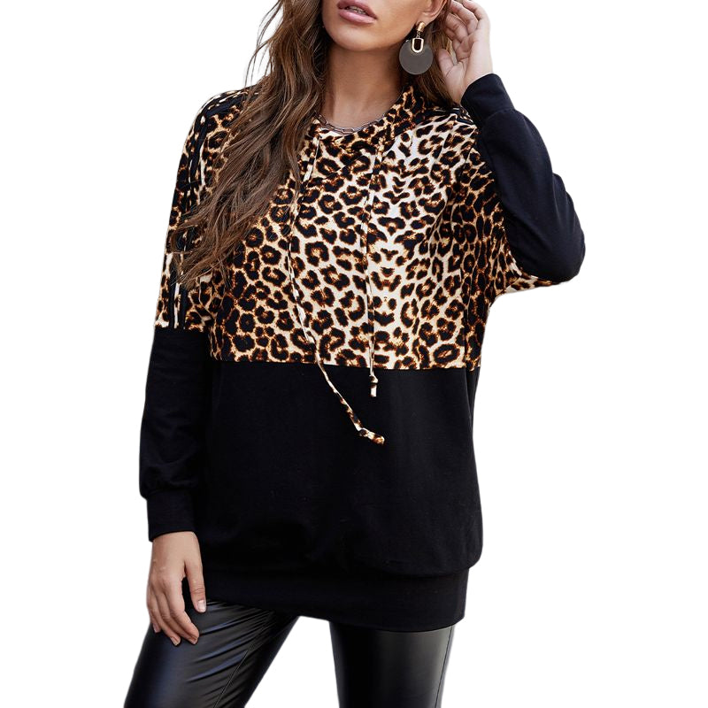 Leopard-print Paneled Sweatshirt