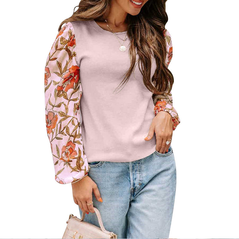 Printed Lantern Long Sleeve Sweater