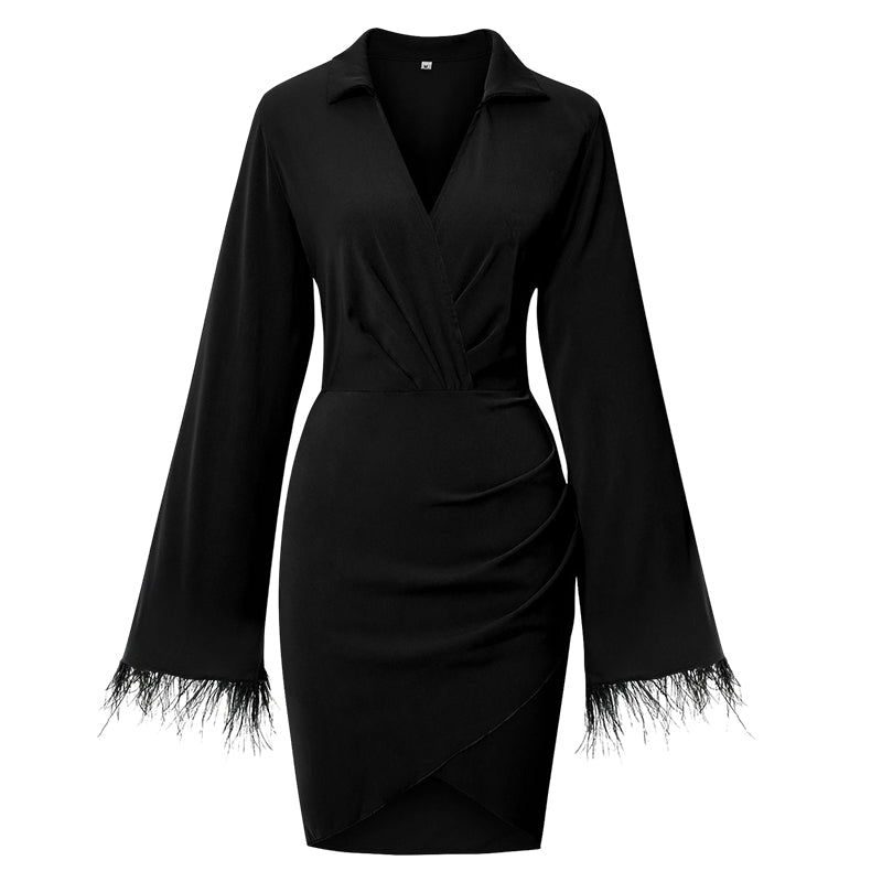 Fringed Sleeve Hip Dress