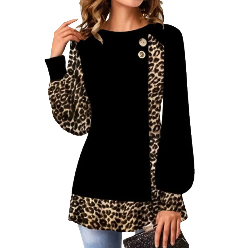 Leopard Print Lantern Sleeve Top