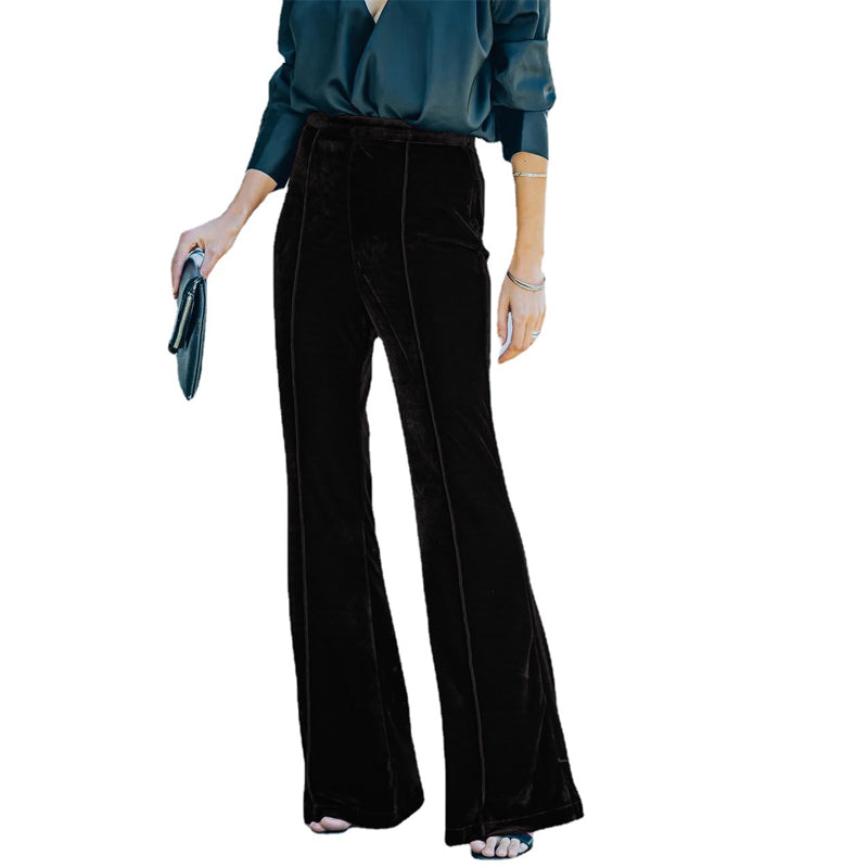 Gold Velvet Micro Flared Trousers