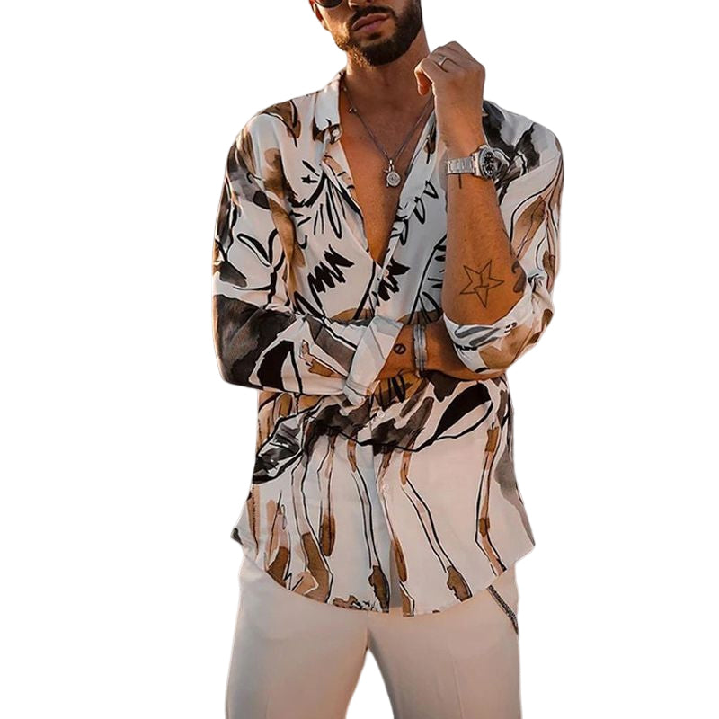 Business Print Long Sleeve Shirt