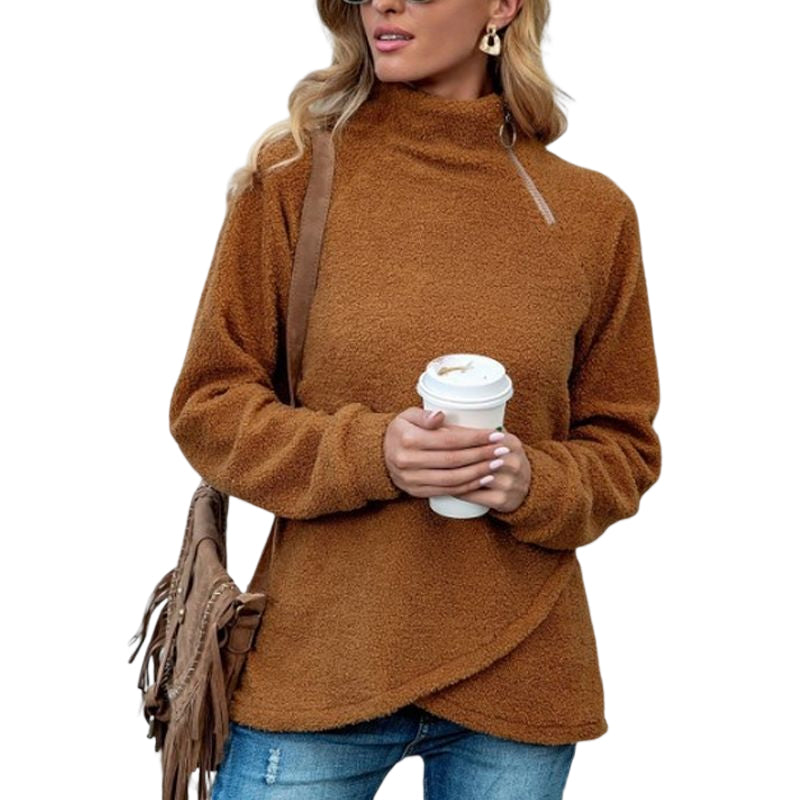 Irregular Turtleneck Plush Sweater