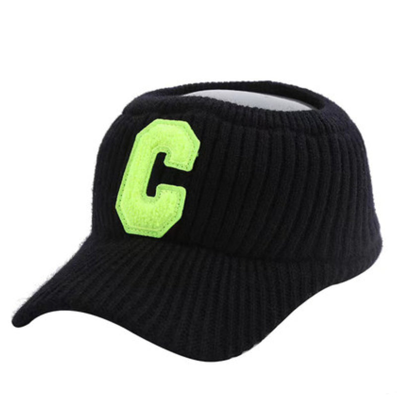 New C Letter Knitted Visor Cap