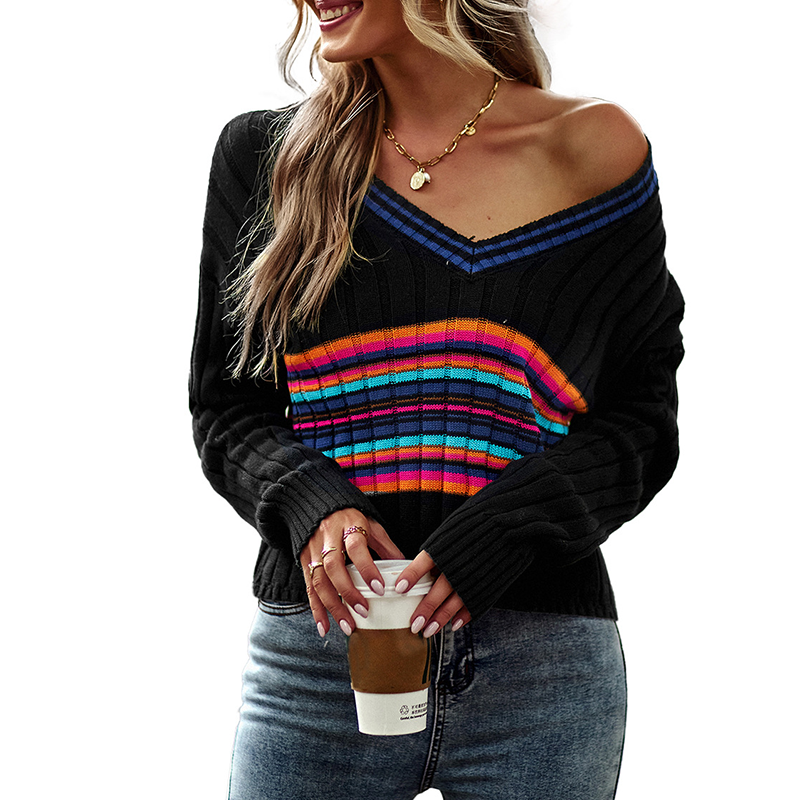 V-neck Paneled Sweater