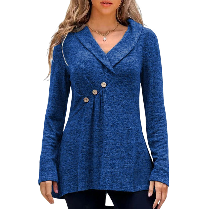 Solid Color Top with Buttons and Long Sleeves