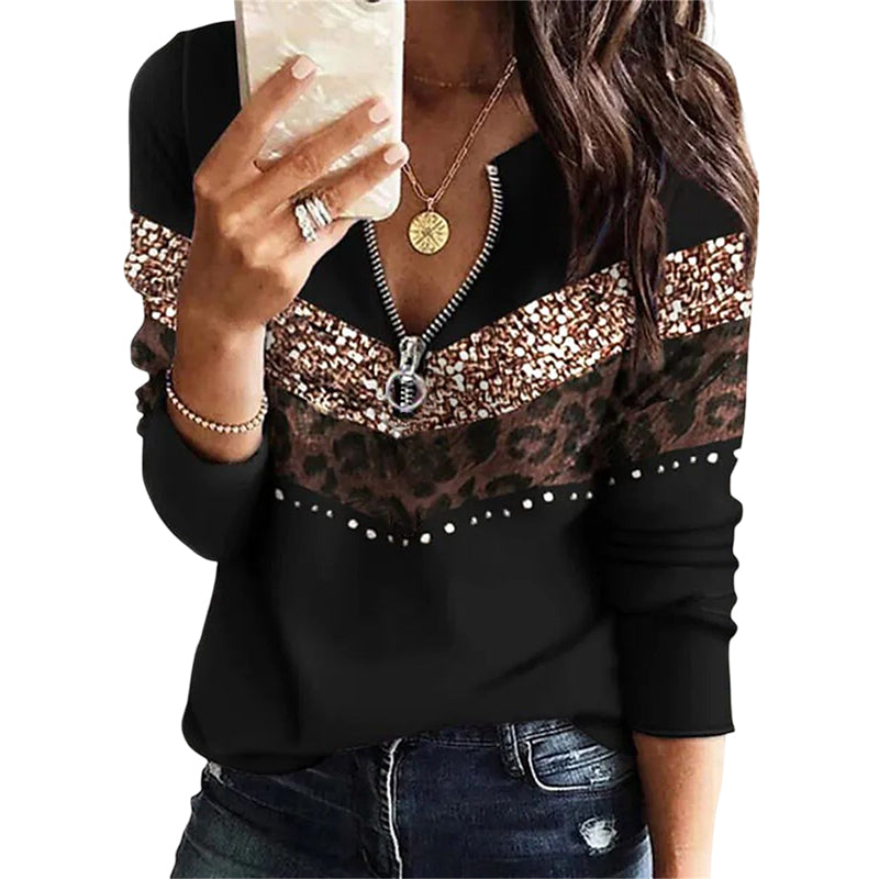 Geometric Abstract Print Zipped Sweatshirt