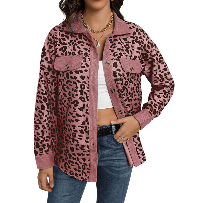 Corduroy Leopard Print Jacket