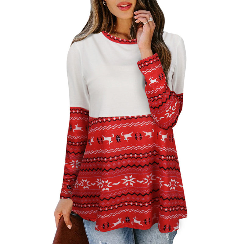 Christmas Print Bottoming Shirt
