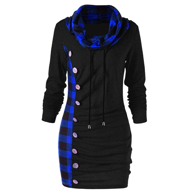 Check Button Sweater Dress