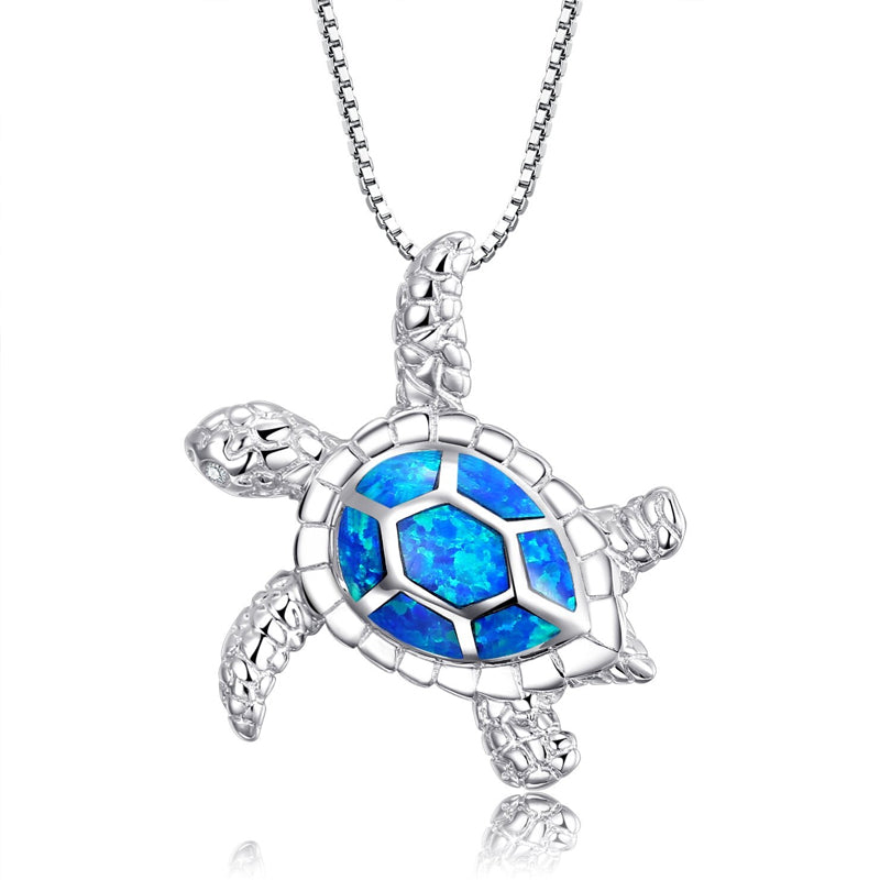 Blue Opal Sea Turtle Necklace