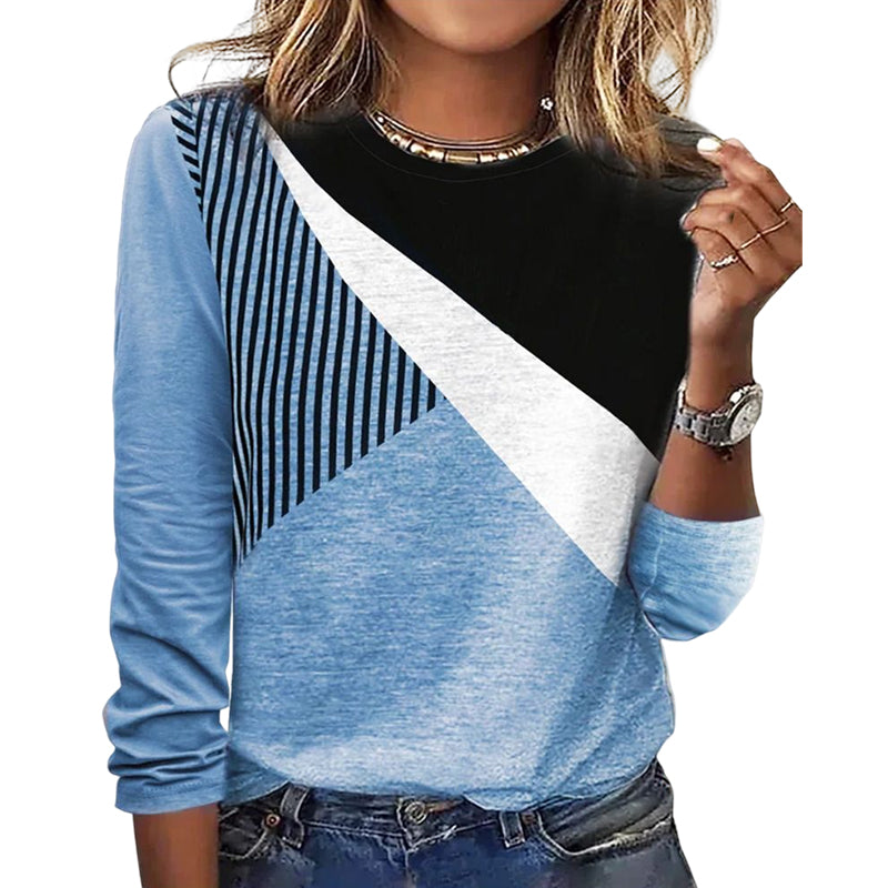 Womens Casual Stripe Color Block Sweatshirts