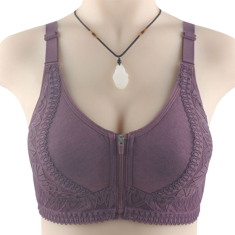 Womens Zip Front Closure Plus Size Bra