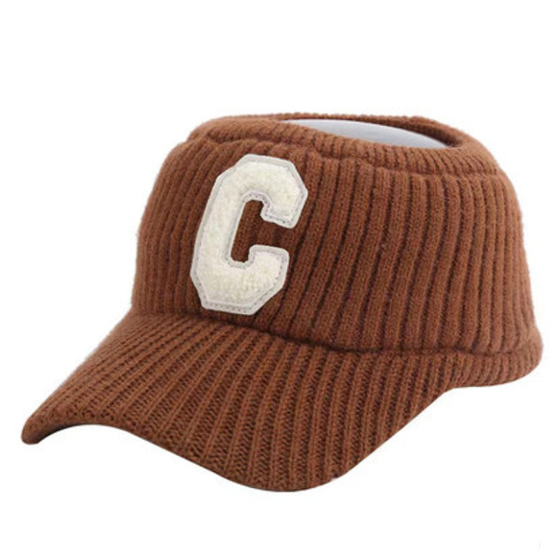 New C Letter Knitted Visor Cap