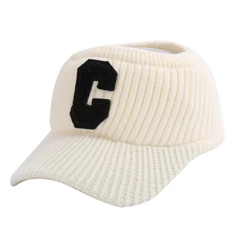 New C Letter Knitted Visor Cap