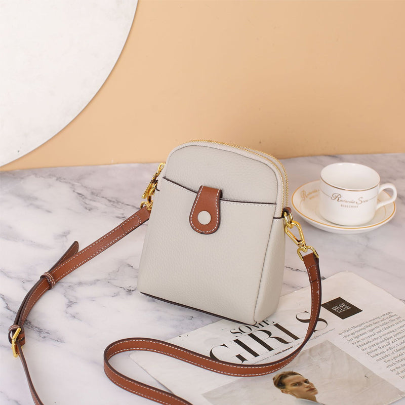 Multifunctional Solid Soft Leather Crossbody Bag
