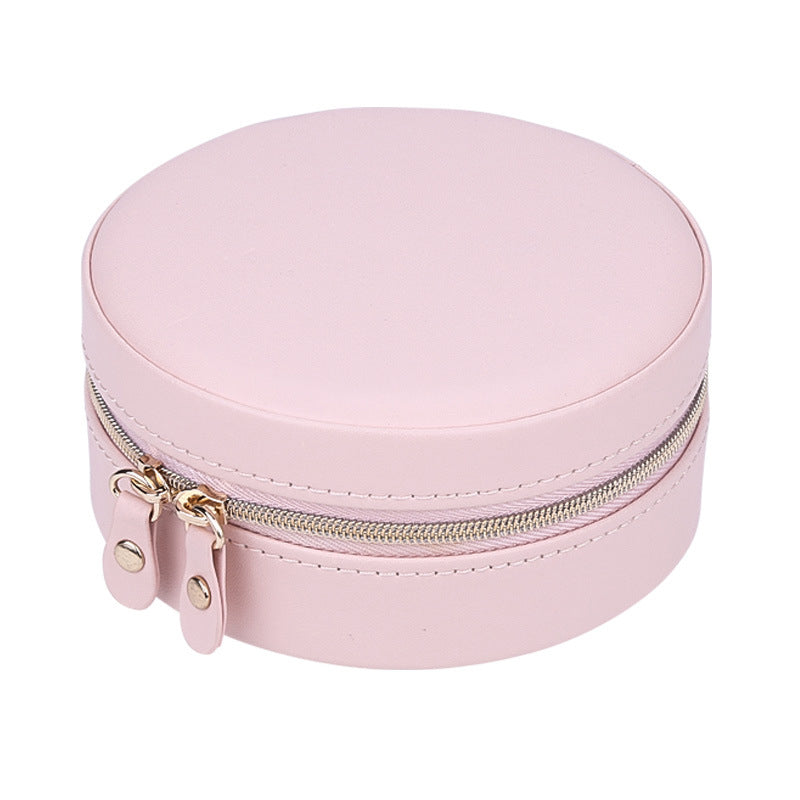 Three layers round portable jewelry box