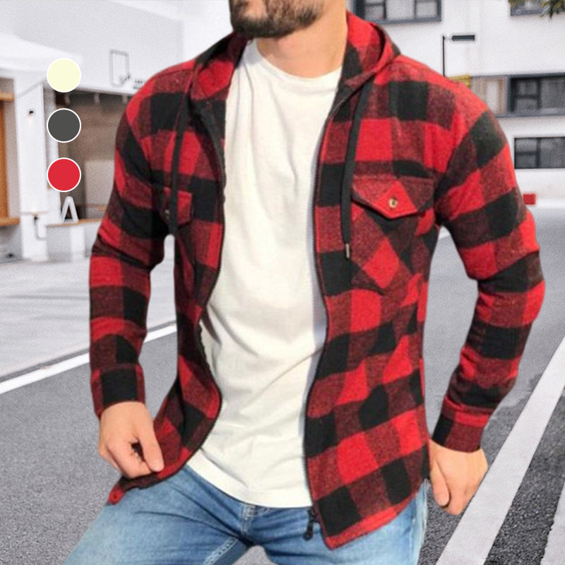 Men's Zip Plaid Shirt